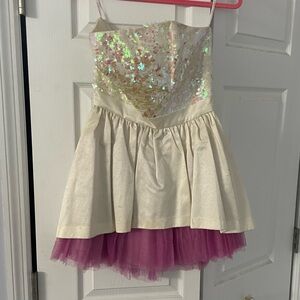 Betsey Johnson Iridescent Sequin Strapless Dress